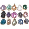 （New）1 Pc Natural Agate tone Pendant Irregular Druzy Geode Agate tone Charm for Jewelry Making Necklace Bracelet Gift. 