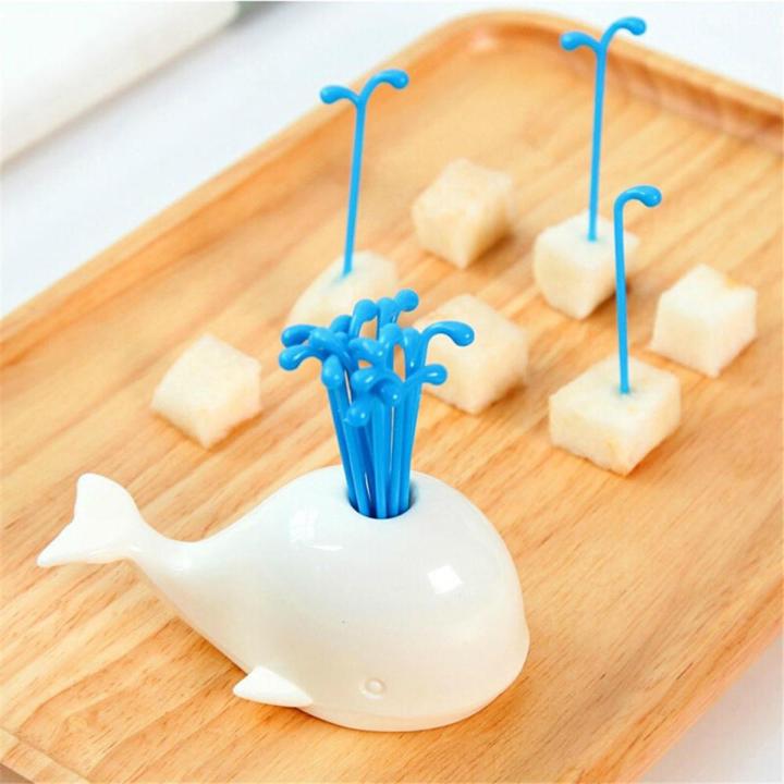 1 Set Cute Beluga White Whale Kitchen Accessories Cooking Fruit Vegetable Tools Gadgets for Party Home Decor Hall Fruit Fork