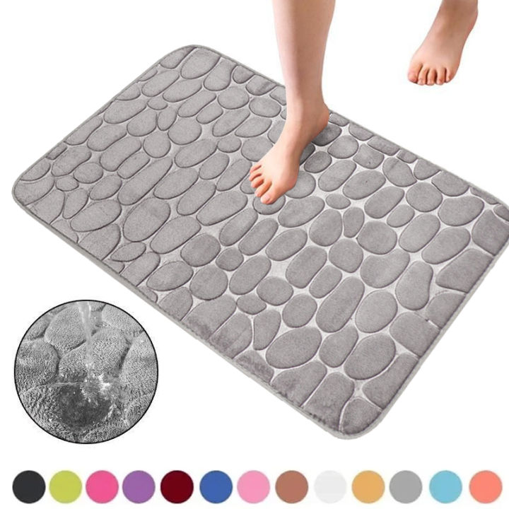 Bath Mat Cobblestone Bathroom Rug Floor Mat Memory Foam Bathmat Thick Soft Absorbent Non Slip Washable Carpet for bath shower