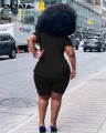 CM.YAYA Women Plus Size Solid Two Piece Set Fashion Off Shoulder T-shirt and Shorts Matching Set Streetwear Tracksuit Outfits. 