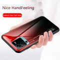 Biruiqu For VIVO V25 Pro Shockproof Gradient Tempered Glass Back Soft Silicone Edge Case Cover. 