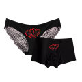 Lace Female Briefs Bikini Smooth Ice-silk Male Boxer Shorts Romantic Lovers Man and Woman Matching Couple Underwear Fashion. 
