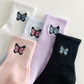 （New）5 Pair Of Multiccolor Ladie Butterfly Embroidered Tube tocking. 