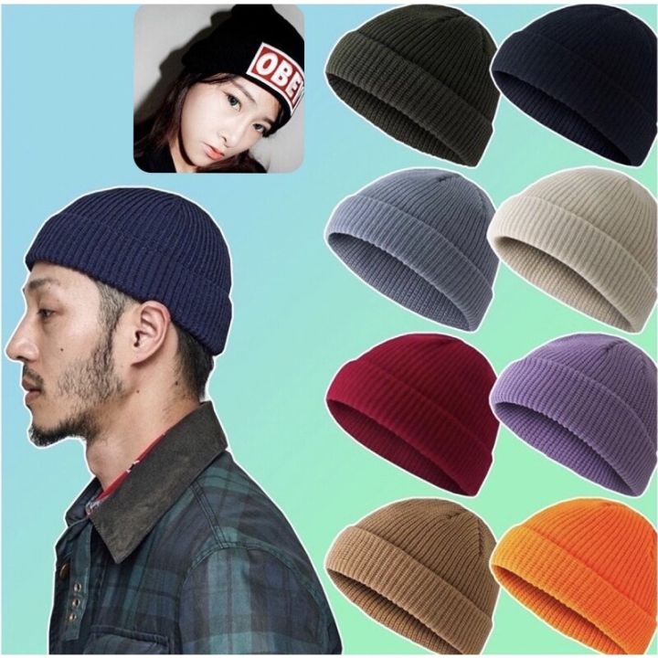 Beanie Hat Topi Streetwear Unisex Knitted Skullcap Hat Binnie Roll