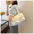 Bowling bag bag women's bag cross-border new pleated cloud bow fashion sense of quality large-capacity boston bag. 