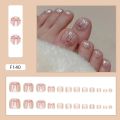 24pcs Simple Toenails French Full Cover Cute Butterfly Cat Eye Short Square Toe Nails Foot Nails Tips for Women Girl.