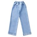 Girls' jeans, wide-leg pants, spring and autumn new children's clothes, fashionable loose long pants, medium and large children's straight pants.