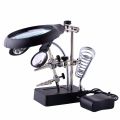 1PCS 3.5x 12x MG16129-C LED Clamp Soldering Iron Stand Helping Hands Magnifying Glass Magnifier.
