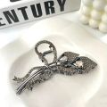 New Black Leaf Rhinestone Hair Claw Morning Glory Crystal Hair Clip Exquisite Elegant Women's Hair Grip Clip Hair Accessoires. 