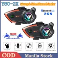 Y80 2X Motorcycle Bluetooth 5.3 Helmet Intercom Headset Hands Free Call Wireless Waterproof 1000mAh Noise Reduction Earphones. 