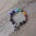 【Beiver Jewelry Store  】10MM Beads Mens 7 Chakra Bangle Healing Crystals Stone Chakra Pray Mala Heart Bracelet. 