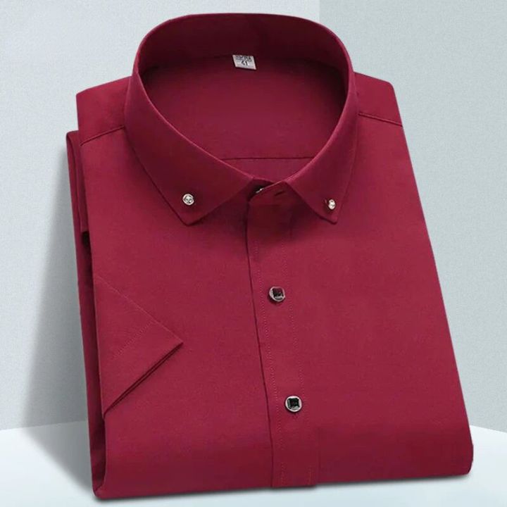 High%20Quality%20Non-ironing%20Mens%20Dress%20Shirt%20Short%20Sleeve%20New%20Solid%20Male%20Clothing%20Fit%20Business%20Shirts%20White%20Blue%20Navy%20Black%20Yyqwsj%20-%20Image%202