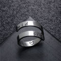 Fashion Sisters Family Stainless Steel Ring Irregular Double Opening Can Be Adjusted Titanium Steel Ring Jewelry Ring. 