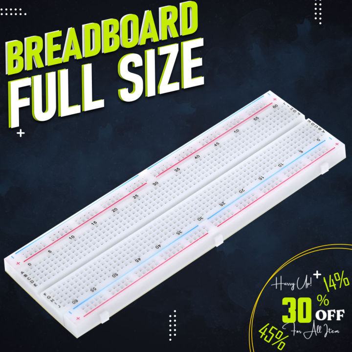 Breadboard Solderless Prototype PCB Board – 800 Pin Tie Points with 2 Power Rails and Double Sided Tape for Raspberry Pi and Arduino DIY Kit