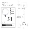 SH 18 Inch Knob Ring Light LED Selfie Video Lamp With Tripod Stand Phone Clip For YouTube Live Lighting Photo Photography Studio.