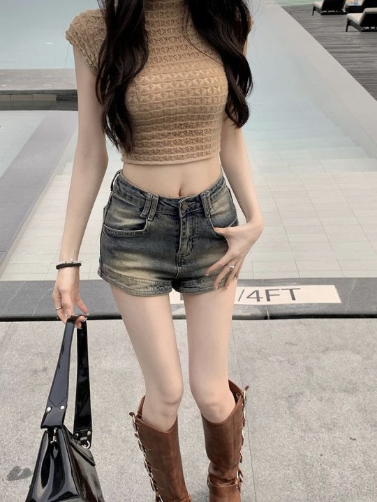 OUKABUYIPure%20Want%20Stretch%20Denim%20Shorts%20Women's%20Hot%20Pants%20for%20Hot%20Girls%20Summer%20New%20Outdoor%20High%20Waist%20Big%20Long%20Legs%20-%20Image%205