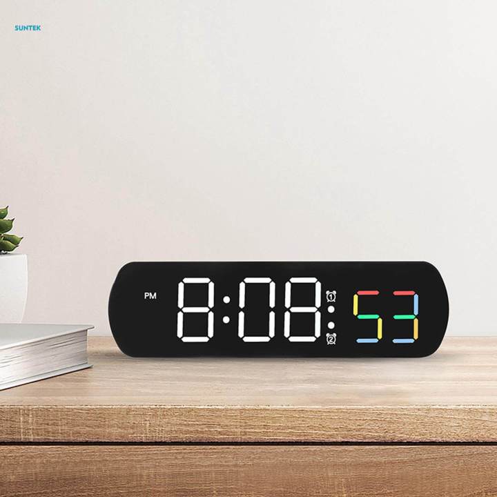 LED Clock 12/24H Display Multifunctional with Temperature Display Digital Clock for Bedroom Indoor