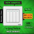 VGTEC - 4 Gang Switch (Nice Series). 