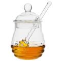 Transparent glass honey jar with lid Honey Jar with Dipper, Clear, 9 Ounces. 