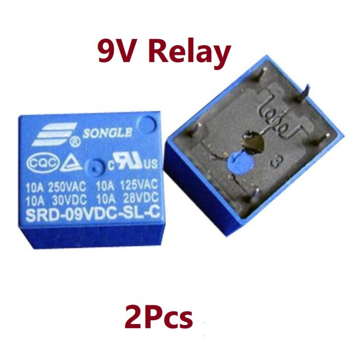 2Pcs- 9V Relay 9V Relay Switches DC 9V Relay 5 Pin 10A DC Coil SPDT Auto Universal Relay SRD-09VDC-SL-C PCB Mount Power Relay 9V Relay Switches 220V 10A