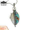 Carat Vintage Women Serrated Leaf Pendant Ball Chain Necklace Hook Earrings Jewelry. 