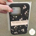 Retro Flowers English Label Case Compatible for IPhone 16 13 11 15 14 12 Pro Max 15Pro 16Pro 15 16 14 Plus 12Pro Luxury Lychee Soft Cover. 