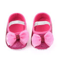 (New) solid newborn toddler shining shoes baby anti-slip Princess bow shoes girls soft sole flat shoes indoor elastic band boat shoes first walkers. 