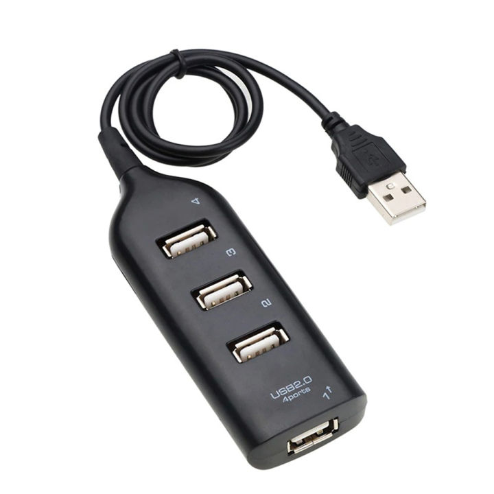 USB 2.0 Hi Speed Hub 4 Port Splitter Hub USB Adapter for PC Laptop Notebook Receiver Computer Peripherals Accessories -black