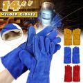Tool parts 14'' Pair Heavy Duty Gardening Welder Gloves Thorn Proof Leather Work Non-Slippery Hard Protective Working Welding Gloves. 
