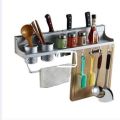 Multifunctional Kitchen Wall Storage Pot Lid Rack,Chopstick holder Hanging Pot Rack Organizers Wall Mounted, Kitchen Cooking Utensil Holder , Pan Hanger with 8 hooks. 