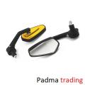 Handlebar end Grip Side Mirror for Motorcycle. Universal Looking glass handle end. Golden 1306. 