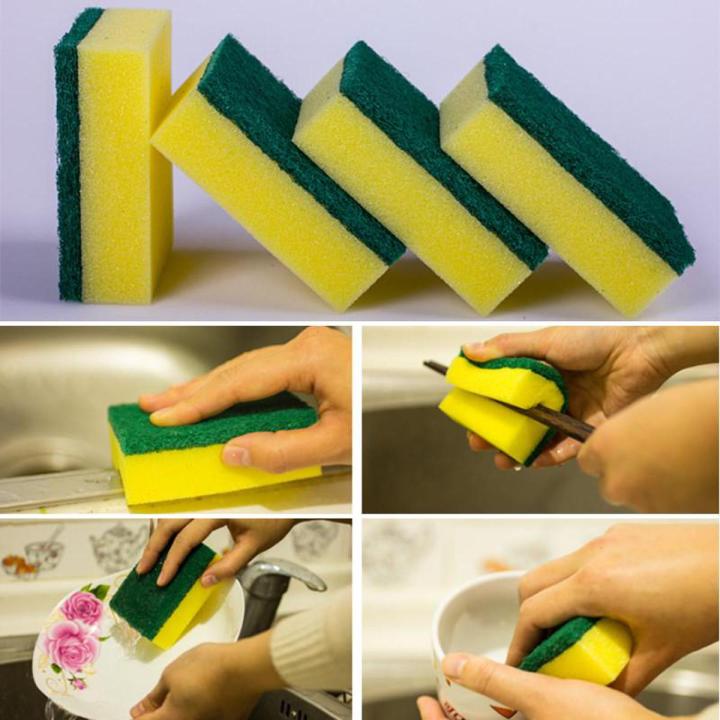 Dish Washing Foam 2 Pcs Double Sided Scrubber Sponge-Magic Clean Kitchen Sponge Washing Waist