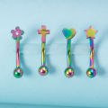 Cross Star Heart Flower Curved Piercing Barbell for Daith Eyebrow Rook Belly Button Ring Surgical Steel Body Jewelry 16G 8mm. 