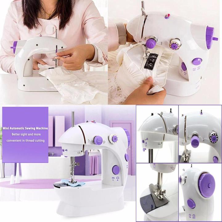 Mini Sewing Machine - Dual Speed Portable Mini Electric Pedal Double Threads Rewind Swing Machine