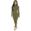 Hugcitar Long Sleeve Solid Turtleneck Skinny Bodycon Jumpsuit Autumn Winter Women Fashion Streetwear Casual Romper. 