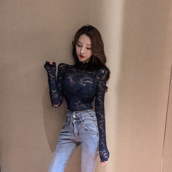Girls%20Hollow%20Out%20Lace%20Blouses%20Shirts%20Tees%20FemaleTurtleneck%20Basic%20Elegant%20Slim%20Elastic%20Full%20Sleeve%20Black%20Blouses%20Tops%20For%20Women%20-%20Image%204