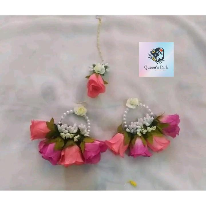 New artificial flower jewellery set for girls and women's earrings
