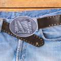 Cowboy Belt Buckle Novelty Vintage Women Alloy American Flag Shaped Buckles for Daily, Party, Wedding Use , Grey. 