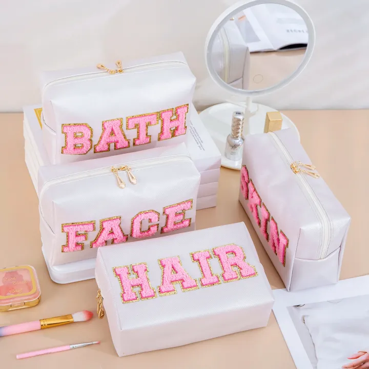 Cute%20Travel%20Chenille%20Varsity%20FACE%20Letter%20Makeup%20Bag%20Preppy%20Patch%20Cosmetic%20Pouch%20for%20Teens%20Girls%20Women%20Toiletry%20Storage%20Organizer%20-%20Image%205