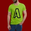 Alphabet Letters Border A to Z LEMON Color T-Shirt for Men's. 
