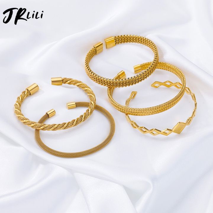 Stainless Steel Bangles Bracelet for Women Gold Plated Luxury Bracelets  Femme Trend Jewelry pulseras mujer bijoux