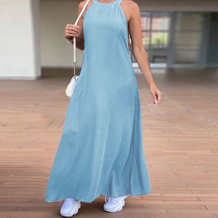 2024%20PLUS%20SIZE%20ZANZEA%20Fashion%20Denim%20Long%20Dress%20Women%20Halter%20Swing%20Sundress%20Holiday%20Sleeveless%20Robe%20Casual%20Loose%20Maxi%20Dress%20-%20Image%207
