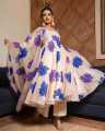 মহিলা/মেয়েদের জন্য নতুন ফ্যাশনেবল জর্জেট ফ্যাব্রিক্স স্কিন প্রিন্ট গাউন থ্রি পিস - 305770501.
