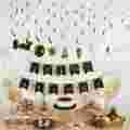 Eid Mubarak Card Banner Eid Decorations, Black and Gold Eid Mubarak Banner For Eid Festival Party Supplies. 