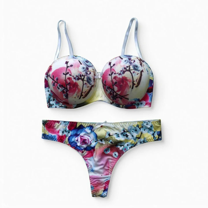 Printed Bra Panty Set for Women - Comfortable Cotton, Breathable, Everyday  Wear