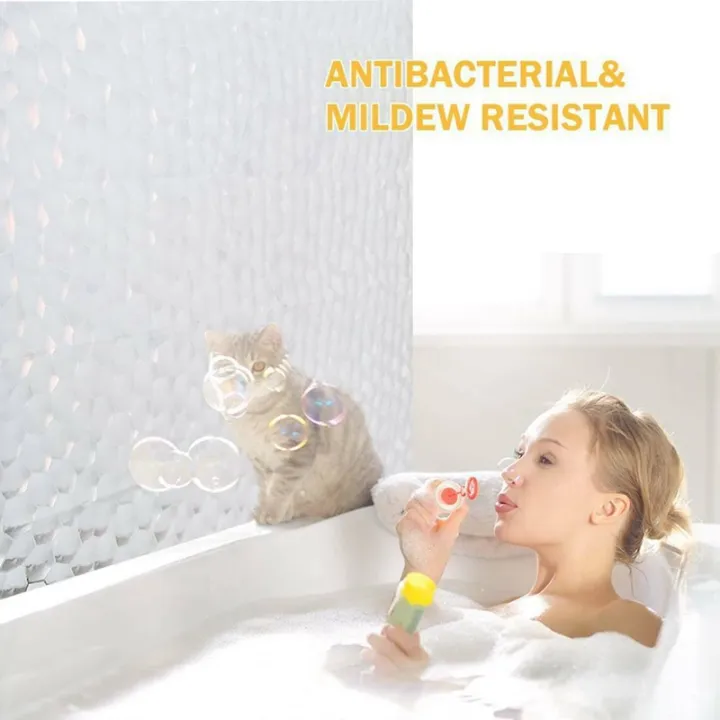 Clear%20EVA%20Shower%20Curtain%20Liner%20Waterproof%20Transparent%203D%20Water%20Square%20Bathroom%20Curtain%20in%2071inch%20x%2079inch,%2012%20Hooks%20-%20Image%206