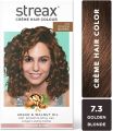 Streax Creme Permanent Hair Color - 7.3 Golden Blonde - 140ml/ 60ml 100% Grey Coverage, Ammonia Free Hair Color, Long Lasting. 