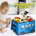 Children's Cartoon Toy Storage Box with Flip-Top Lid - Household Goods Clothes Storage Box - Car Pattern Coated Storage Box. 
