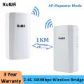 KuWFi Wifi 2.4G 300Mbps Outdoor AP Long Range Extender Smart Manage Router CPE Wireless Bridge Point to Point 1KM.