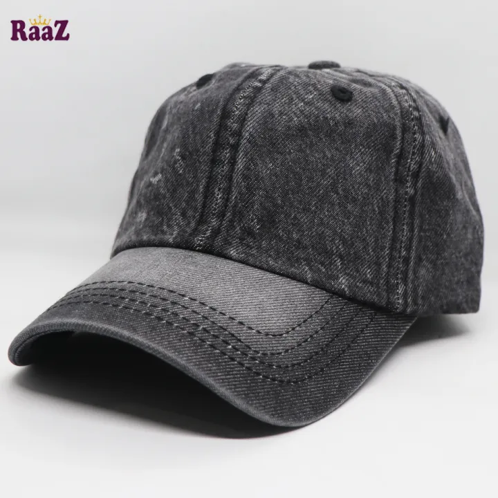 Fade Black Denim Curved Visor Cap